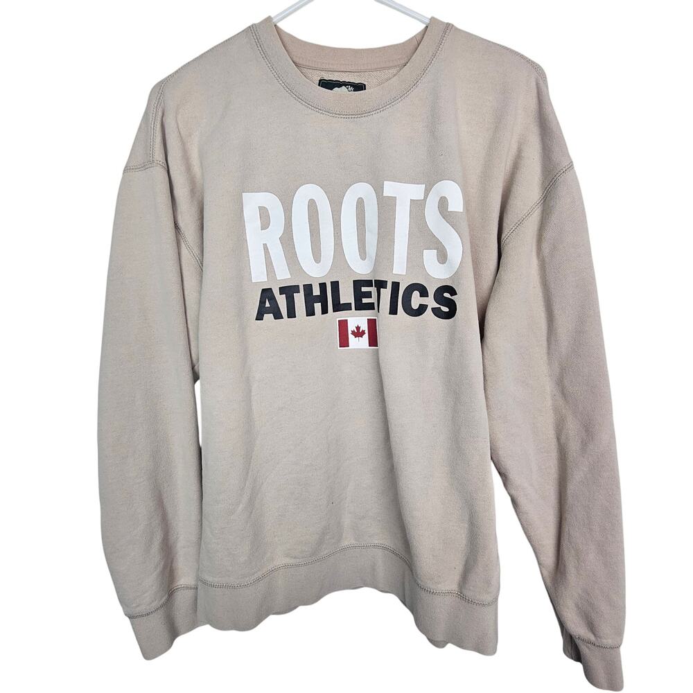Vintage Y2K Roots Athletics Mens Pullover Sweatshirt Size M Crewneck Big Logo